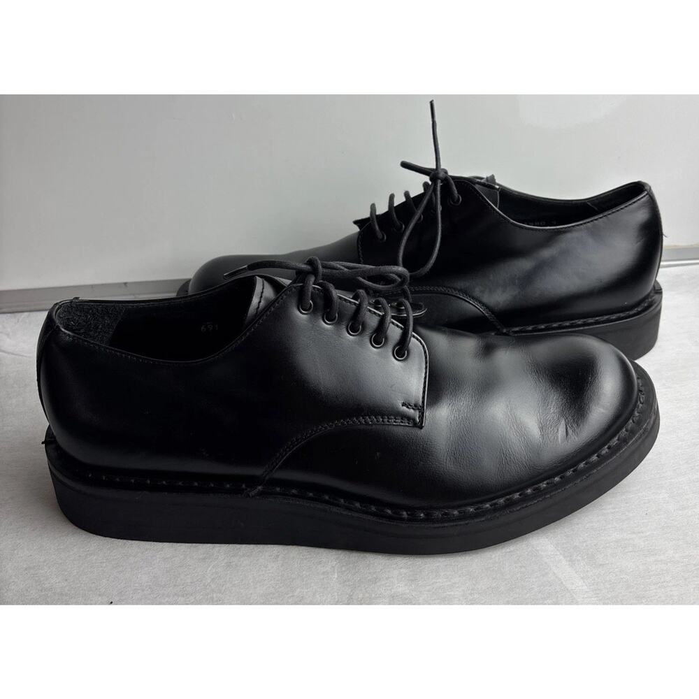 PRADA Men's Dress Shoes Size 9 Black Leather Lace Up Italy Made - Picture 2 of 13